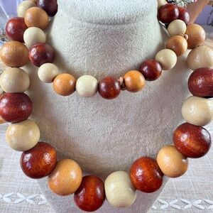 Vintage Multicolor Wooden Bead Necklace